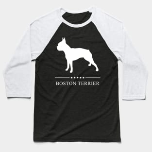 Boston Terrier Dog White Silhouette Baseball T-Shirt